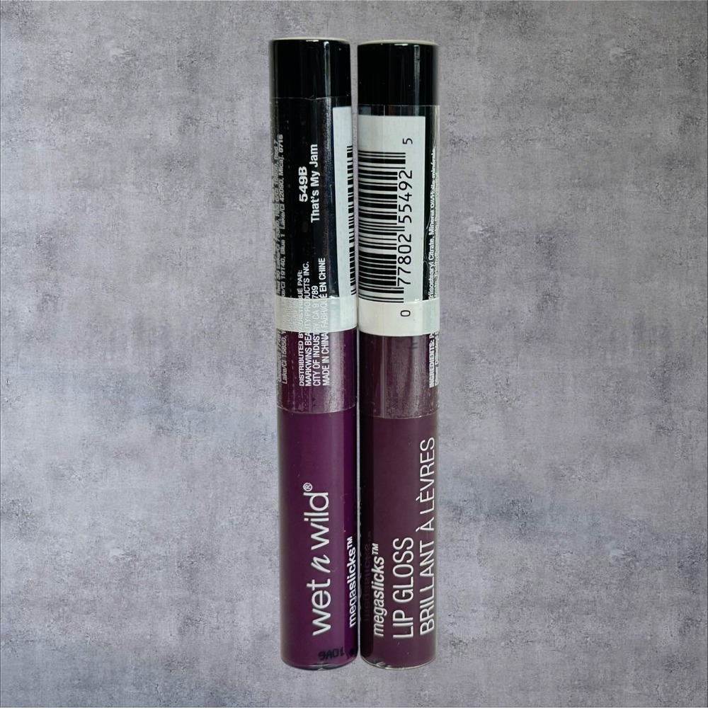 Wet n Wild Megaslicks Lip Gloss 549B That's My Jam Women 0.19oz Purple New 2pk